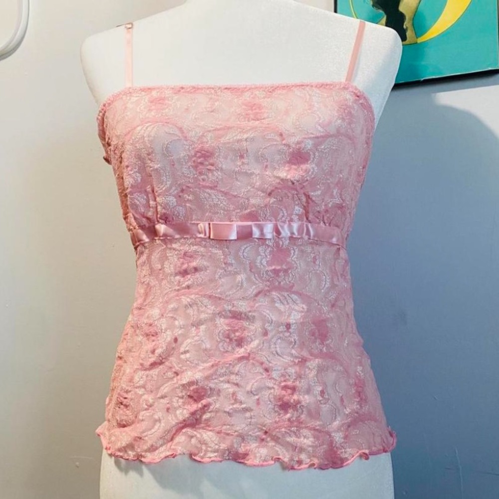 Baby Pink floral Y2k Cami tank top